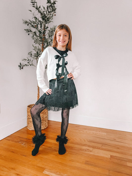 black bow cardigan | toddler + girls