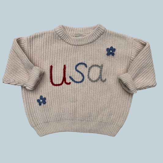 floral usa knit sweater | size 4-5T