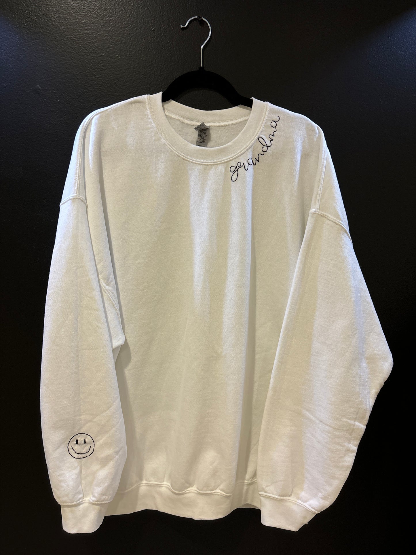 black + white grandma pullover