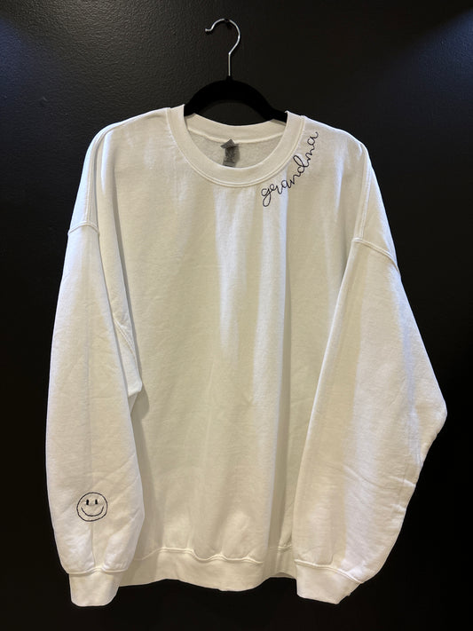 black + white grandma pullover
