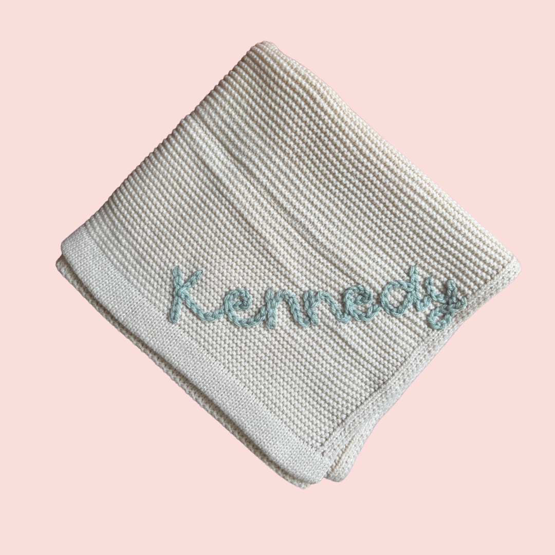 baby hand embroidered knit blanket