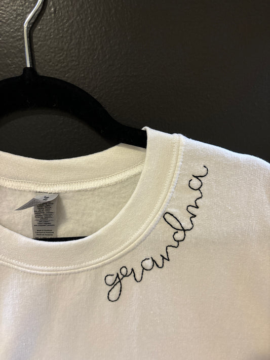 black + white grandma pullover
