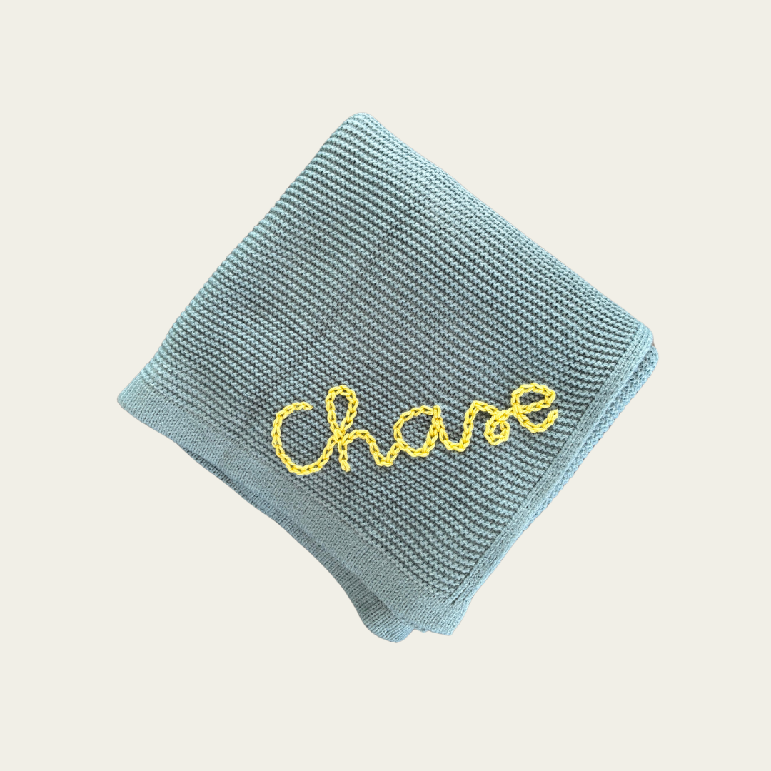 baby hand embroidered knit blanket