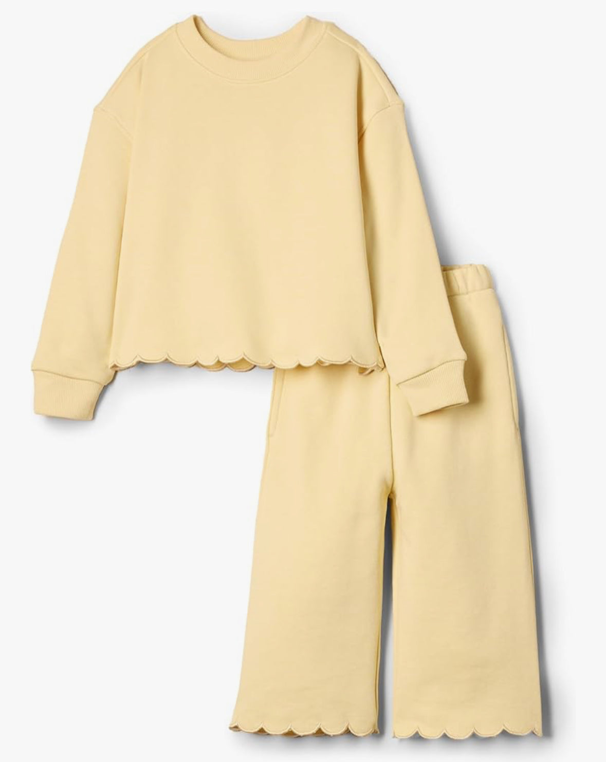 scalloped edge pullover + pant set