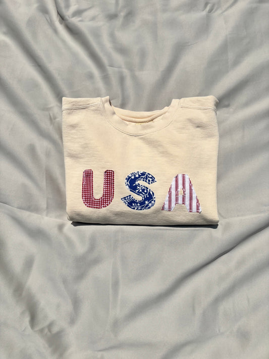 patriotic patchwork pullover | adult medium