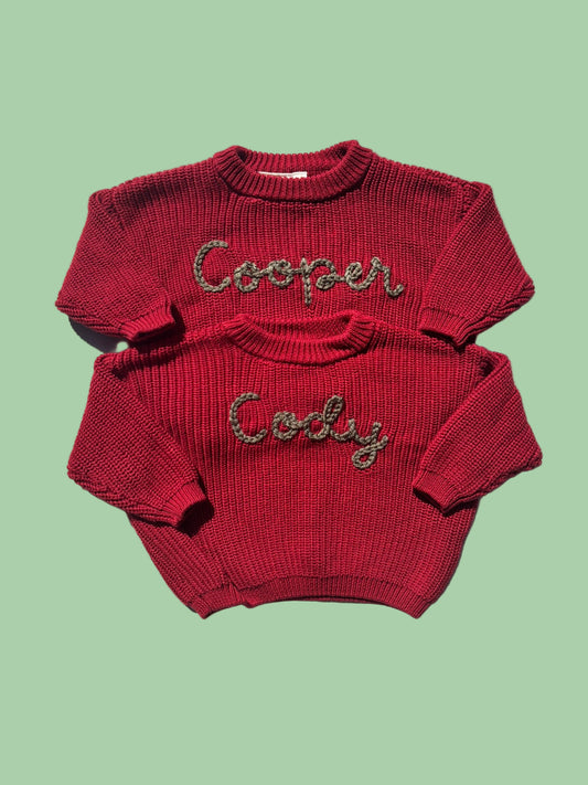 festive holiday sweater | christmas name sweater | holiday photo outfit | family matching