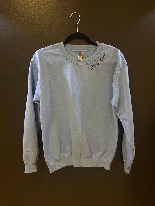 carolina blue grandma pullover