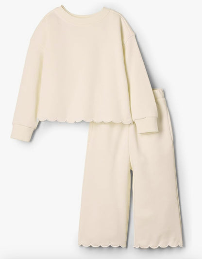 scalloped edge pullover + pant set