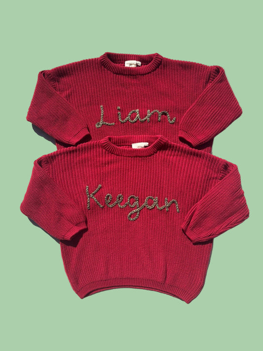 festive holiday sweater | christmas name sweater | holiday photo outfit | family matching