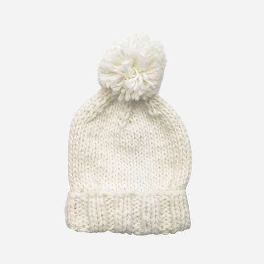 Classic Pom Hat, Cream Baby Beanie Kids Winter Clothing