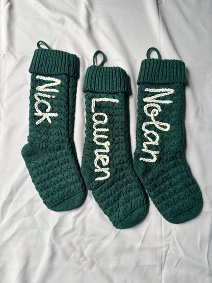 personalized christmas stocking / hand embroidered stocking /custom name stocking