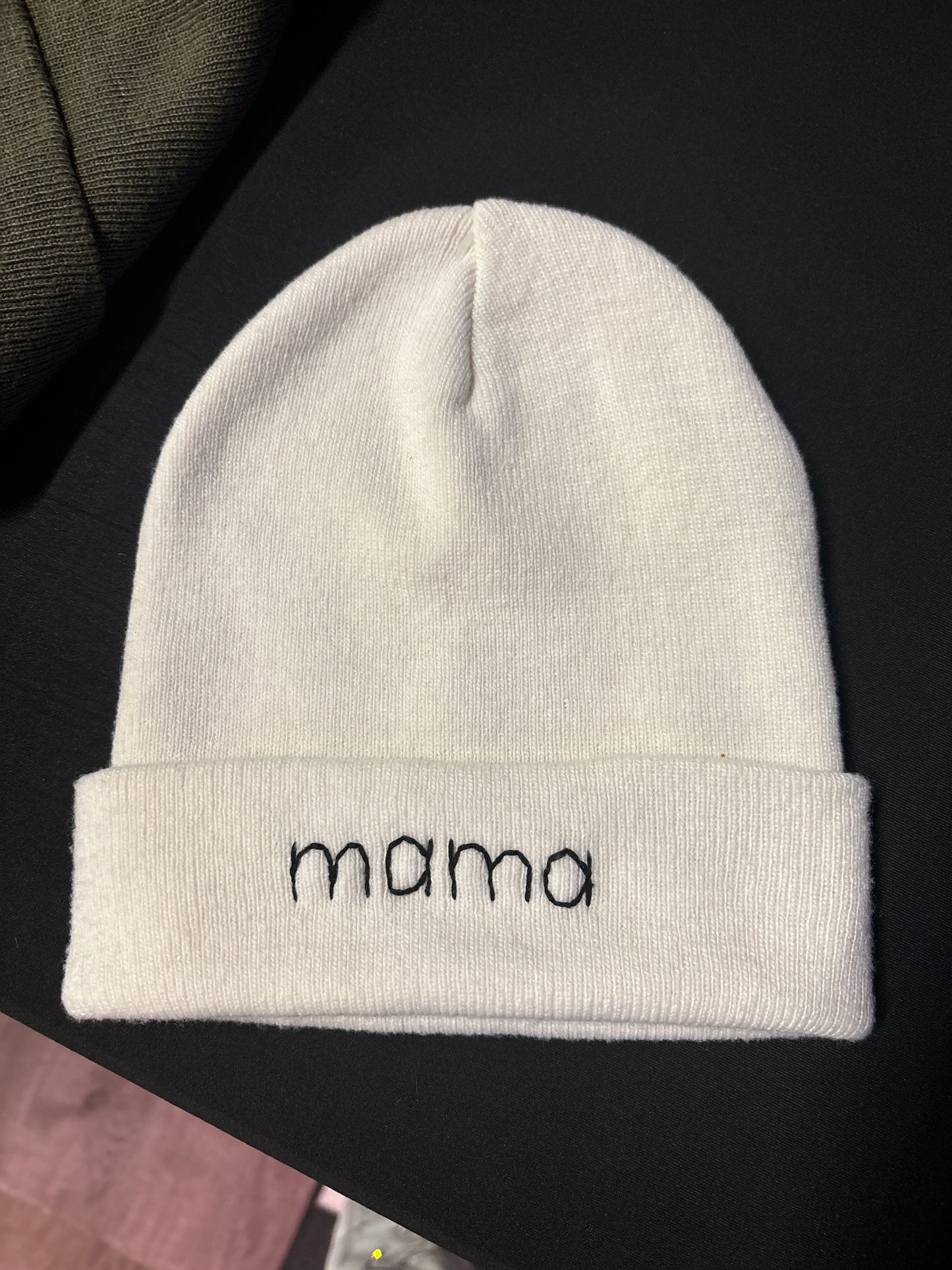 cream mama beanie