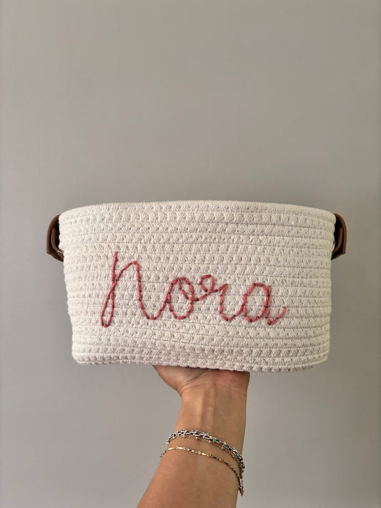 personalized embroidered rope baskets
