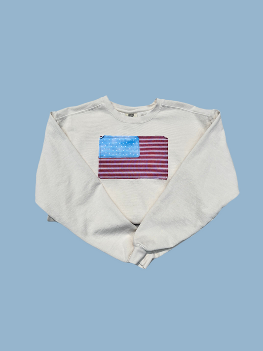 flag patchwork pullover | adult medium