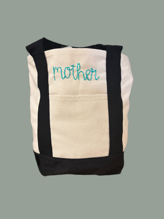 hand embroidered mini tote bags
