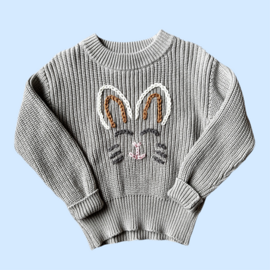 happy bunny knit sweater | 2y