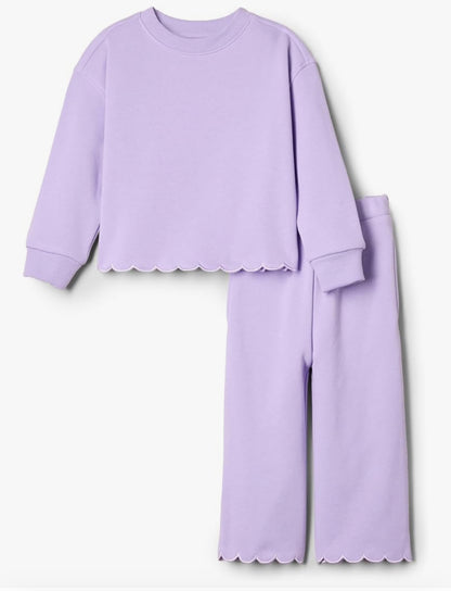 scalloped edge pullover + pant set