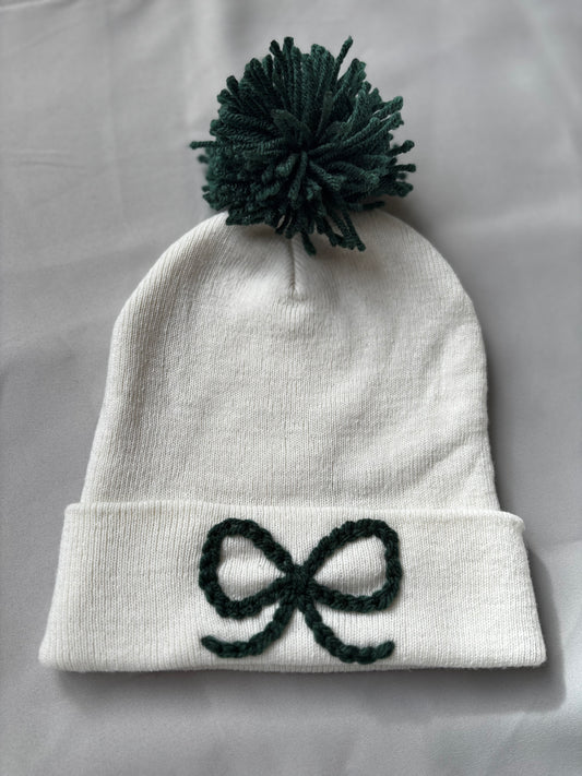 ivory bow beanie
