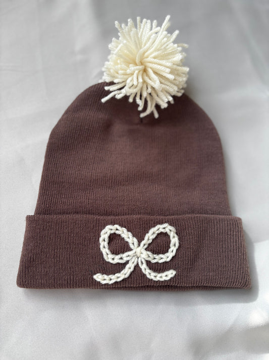 chocolate bow beanie