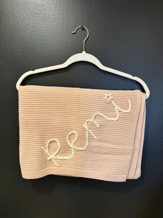 baby hand embroidered knit blanket