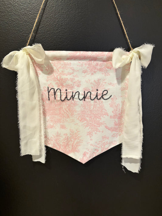 baby name flag, custom personalized name banner, cotton flag banner, nursery name sign, embroidered wall hanging decor