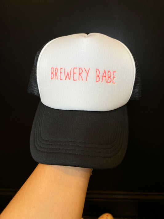 brewery babe trucker hat | neon pink / black