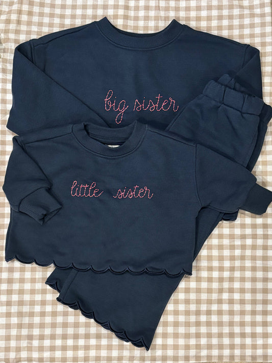 scalloped edge pullover + pant set