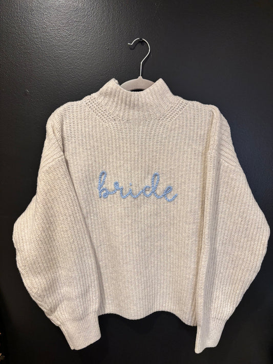 women’s drop crop sweater with personalized embroidery | game day, bridal, collegiate, spirit wear