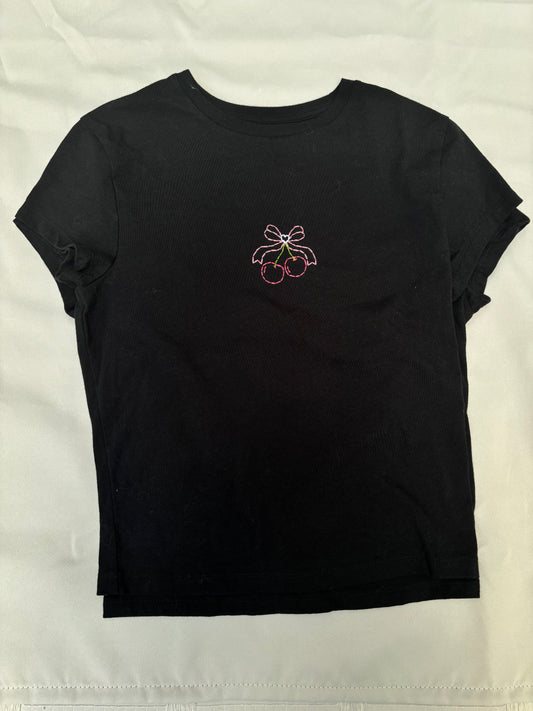 women double cherry baby t
